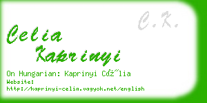 celia kaprinyi business card